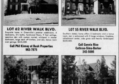 Historical Greenville News Article about River Walk Subdivision