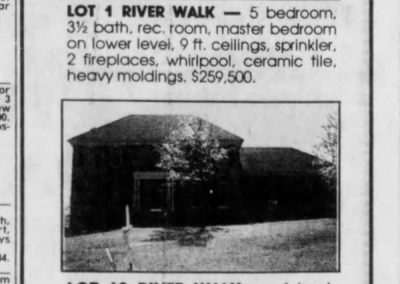 Historical Greenville News Article about River Walk Subdivision